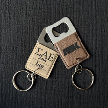 Load image into Gallery viewer, Leatherette Bottle Opener Keychain