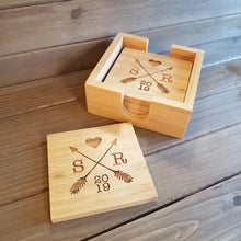 Load image into Gallery viewer, Bamboo Coaster Set - Custom Design