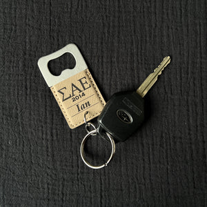 Leatherette Bottle Opener Keychain