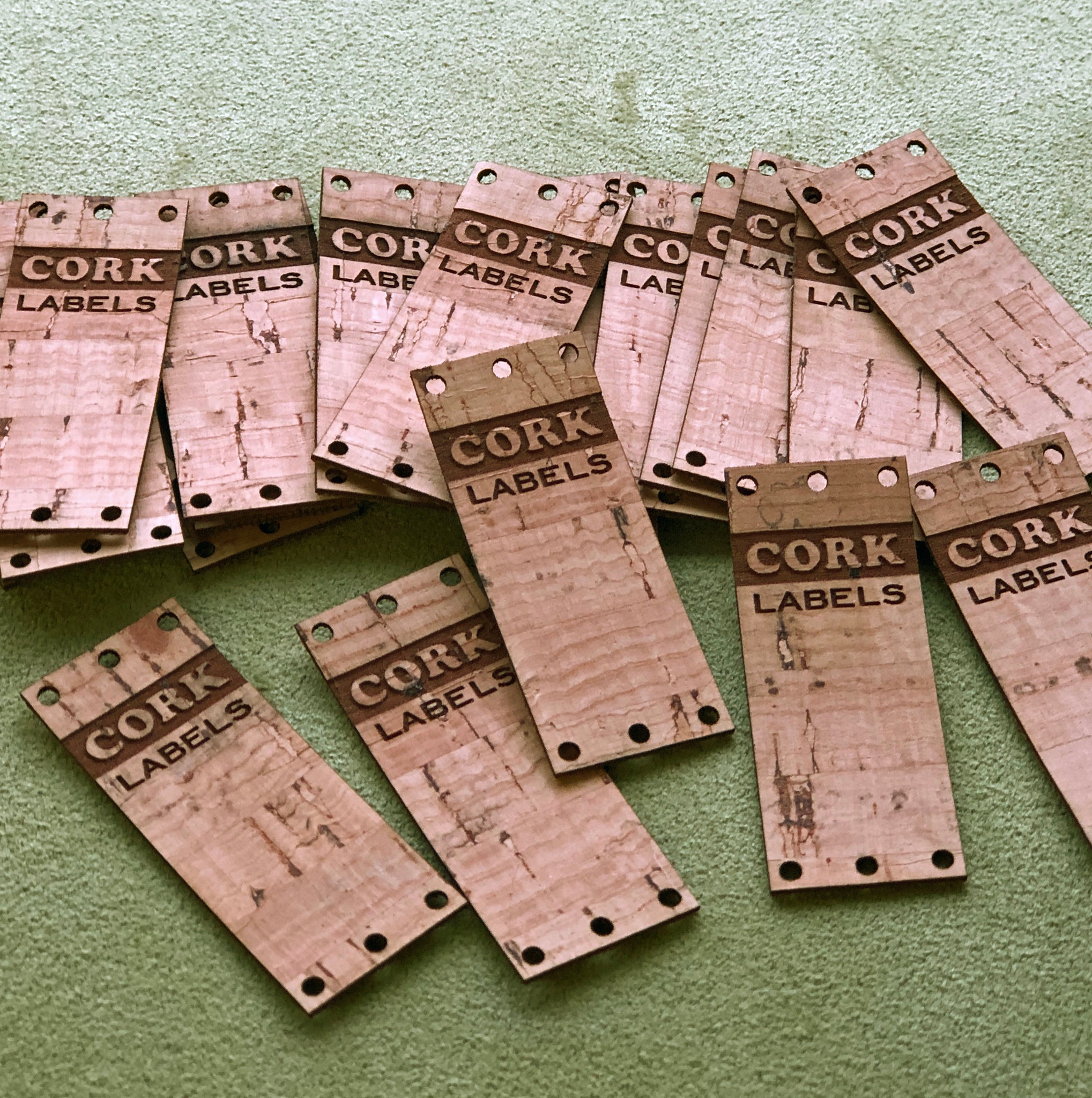 Cork Fabric Labels 0.75 x 2 inches, sold in sets of 25 - allthiswood